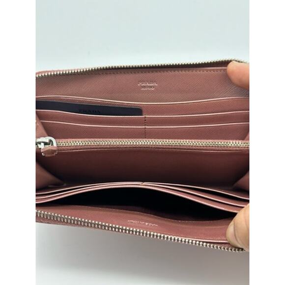 HOT! Prada Pink Metallic Saffiano Lux Leather Continental Wallet*EUC - Picture 13 of 16